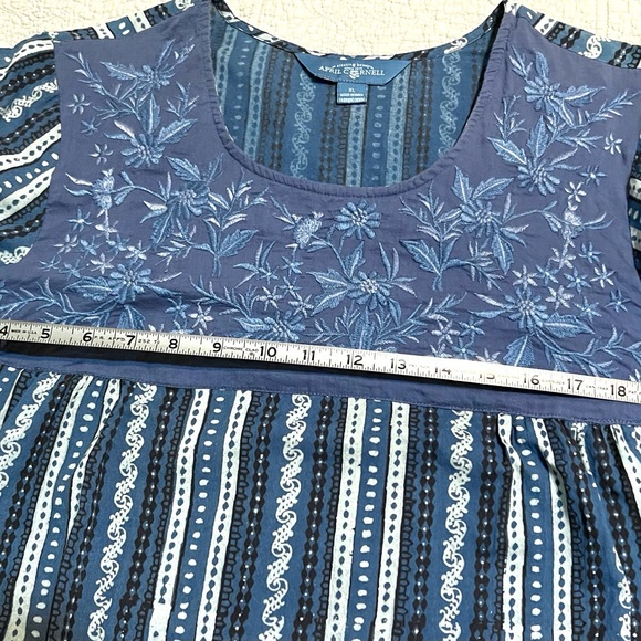 April Cornell Tunic Dress Blue Gray Peasant Boho Cottage - Picture 2 of 7